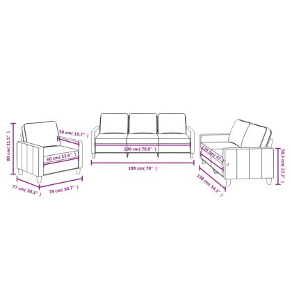 Комплект дивани от 3 части с възглавници, черен, плат