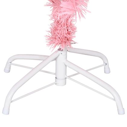 Изкуствена коледна елха със стойка, розова, 150 см, PVC