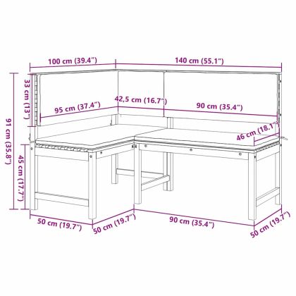 Комплект градинска пейка 3 pcs Кафяво Солидно акациево дърво