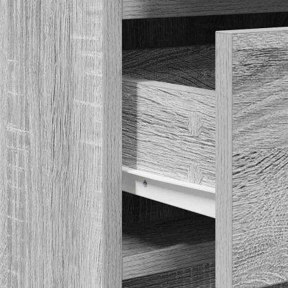 Тоалетка с огледални светлини с врата 3 pcs Сив Инженерно дърво