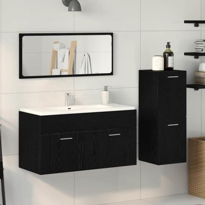 Комплект мебели за баня 3 pcs Черния дъб Инженерно дърво