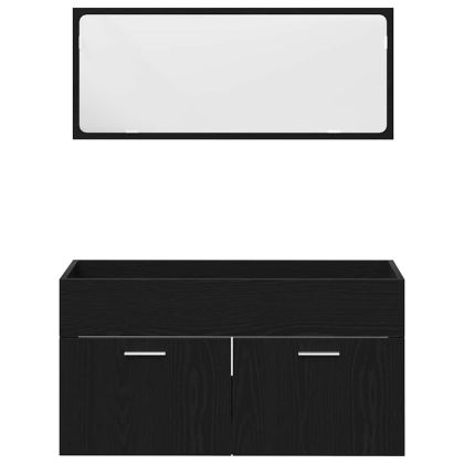 Комплект мебели за баня 4 pcs Черния дъб Инженерно дърво