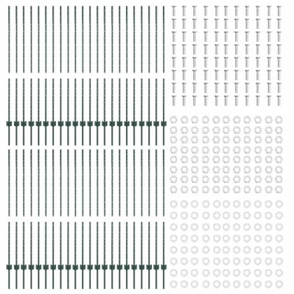 Стълб за ограда. 44 pcs Зелен 180 cm Стомана