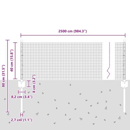 Ограда с пост Сребрист 0,4 x 25 м Стомана