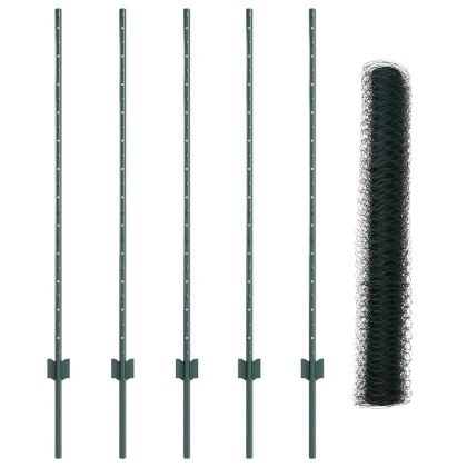 Ограда с пост Зелен 1,2 x 10 m Стомана и PVC