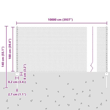 Ограда с пост Сребрист 1 x 100 m Стомана