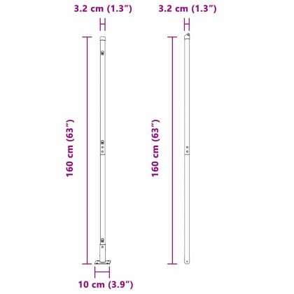 Стълб за ограда. 52 pcs Сив 3,2 x 3,2 x 160 см