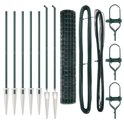 Ограда с пост Зелен 1,6 x 10 m Стомана и PVC