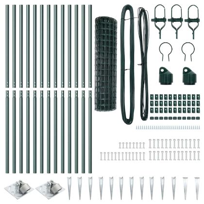 Ограда с пост Зелен 1 x 25 m Стомана и PVC