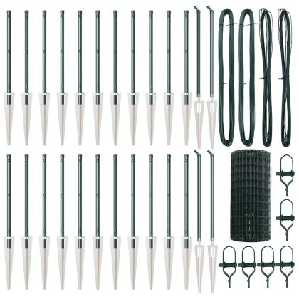 Ограда с пост Зелен 0,6 x 50 м Стомана и PVC