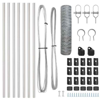 Стълб за ограда. Сребрист 10 x 0,6 м (50 мм мрежа) Стомана