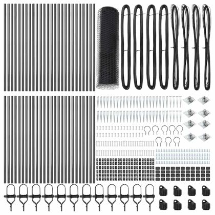 Стълб за ограда. Сив 100 x 0,6 м (25 мм мрежа) Стомана и PVC