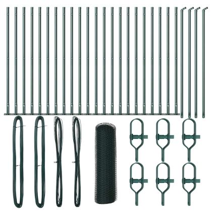 Стълб за ограда. Зелен 50 x 1 м (25 мм мрежа) Стомана и PVC