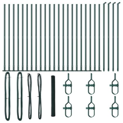 Стълб за ограда. Зелен 50 x 1,4 м (25 мм мрежа) Стомана и PVC
