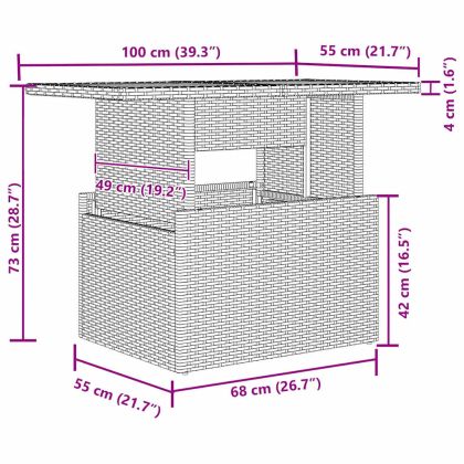 Градински Софа Комплект със съхранение 6 pcs Сив Полиратан