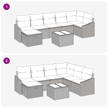 Комплект дивани с възглавница със съхранение Бежово полиратан