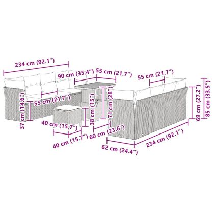 Градински Софа Комплект 11 pcs Бежово полиратан