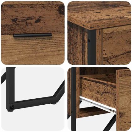 Плика с чекмедже 2 pcs Старо дърво 91 x 35,5 x 74,5 см