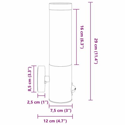 Външна стенна лампа Сребрист 12 x 8,5 x 29 см