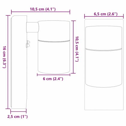 Външна стенна лампа 2 pcs Сребрист 6,5 x 10,5 x 16 см