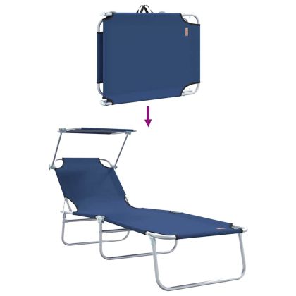 Шезлонг 2 pcs Синьо 58 x 188 x 77см Полиестер