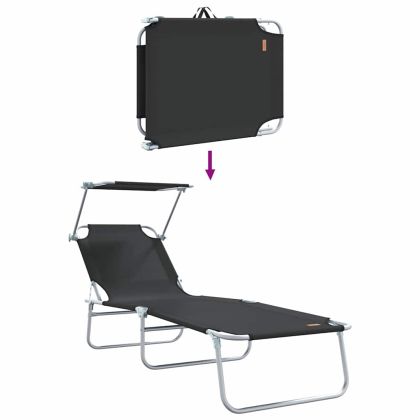 Шезлонг 2 pcs Черно 58 x 188 x 77см Полиестер