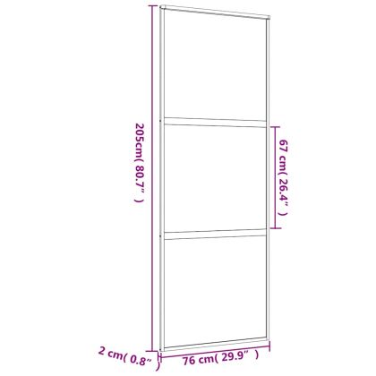 Плъзгаща се врата 76x205 см матирано ESG стъкло и алуминий