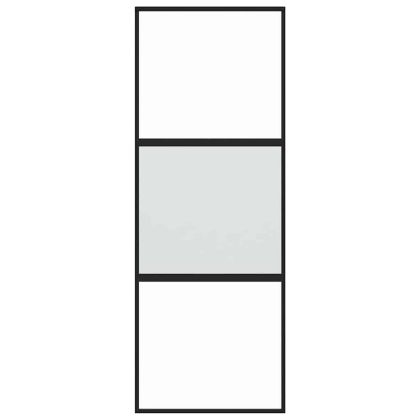 Плъзгаща се врата, черна, 76x205 см, закалено стъкло и алуминий
