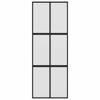 Плъзгаща се врата, черна, 76x205 см, закалено стъкло и алуминий