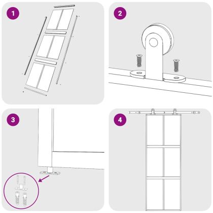 Плъзгаща се врата, черна, 76x205 см, закалено стъкло и алуминий