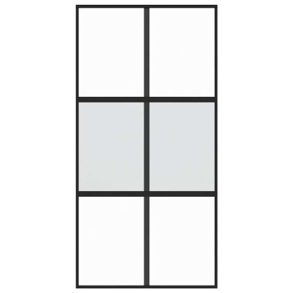 Плъзгаща се врата черна 102,5x205 см закалено стъкло и алуминий