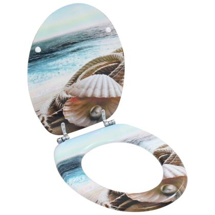WC тоалетни седалки, 2 бр, с капаци, МДФ, морски дизайн