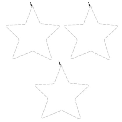 Коледни фигури звезди с 48 светодиода 3 бр топло бяло 56 см