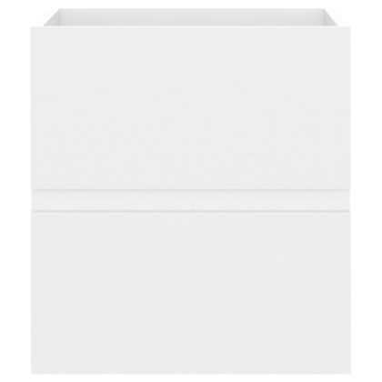 Шкаф за баня с вградена мивка, бял, инженерно дърво