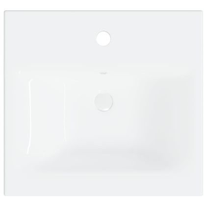 Шкаф за баня с вградена мивка, бял, инженерно дърво