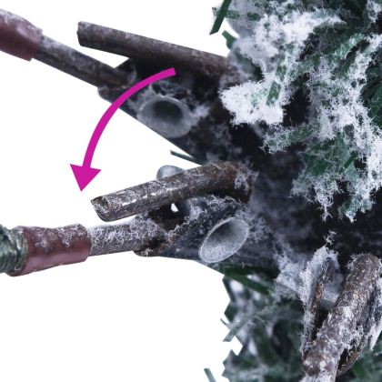 Осветена коледна елха с флокиран сняг и шишарки 225 см PVC и PE