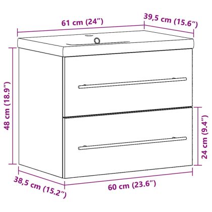 Шкаф за мивка в баня с чекмедже 2 pcs Старо дърво