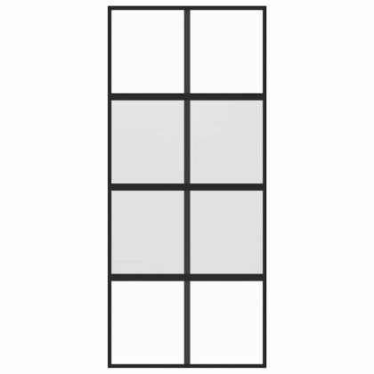 Плъзгаща се врата, черна, 90x205 см, закалено стъкло и алуминий
