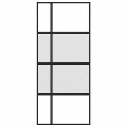 Плъзгаща се врата, черна, 90x205 см, закалено стъкло и алуминий