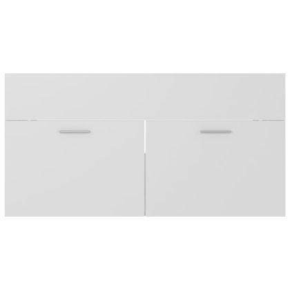 Шкаф за баня с вградена мивка, бял, инженерно дърво