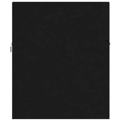 Шкаф за баня с вградена мивка, черен, инженерно дърво