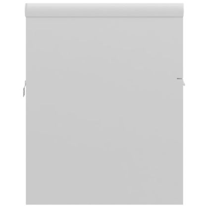 Шкаф за баня с вградена мивка, бял гланц, инженерно дърво