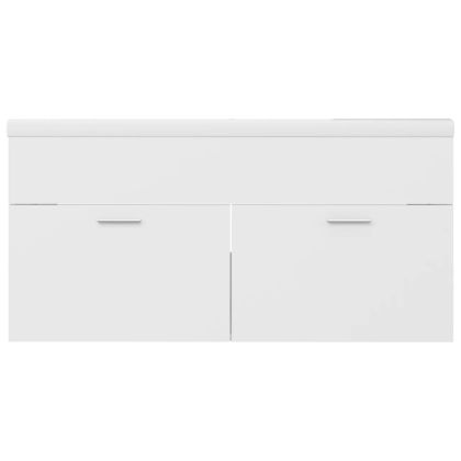 Шкаф за баня с вградена мивка, бял, ПДЧ