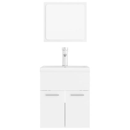Комплект мебели за баня, бял, ПДЧ