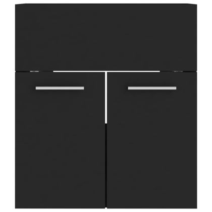 Комплект мебели за баня, черен, ПДЧ