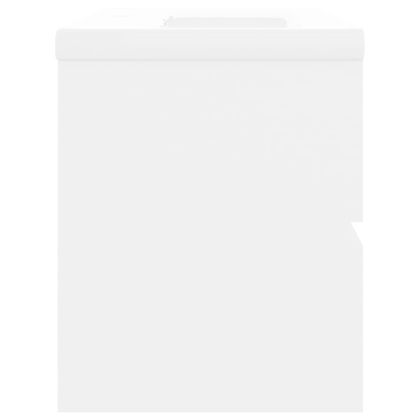 Шкаф за мивка с вградено корито, бял, инженерно дърво