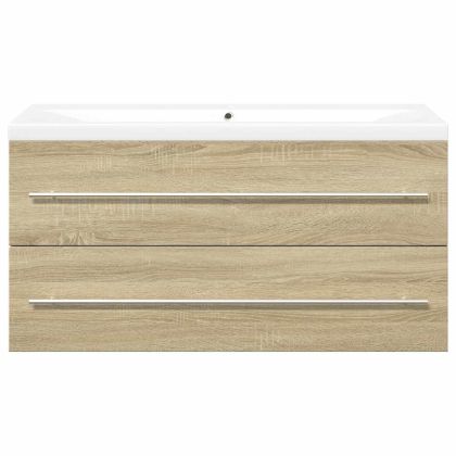 Комплект мебели за баня от 2 части, дъб сонома, инженерно дърво