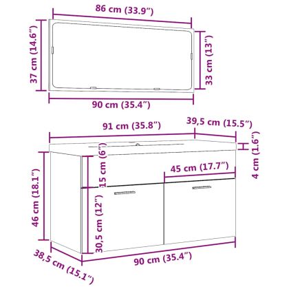 Комплект мебели за баня от 3 части старо дърво инженерно дърво