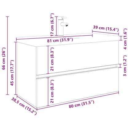 шкаф за мивка с вграден басейн и смесител Старо дърво