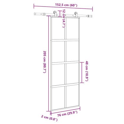 Плъзгаща се врата с обков 76x205 см Закалено стъкло&Алуминий